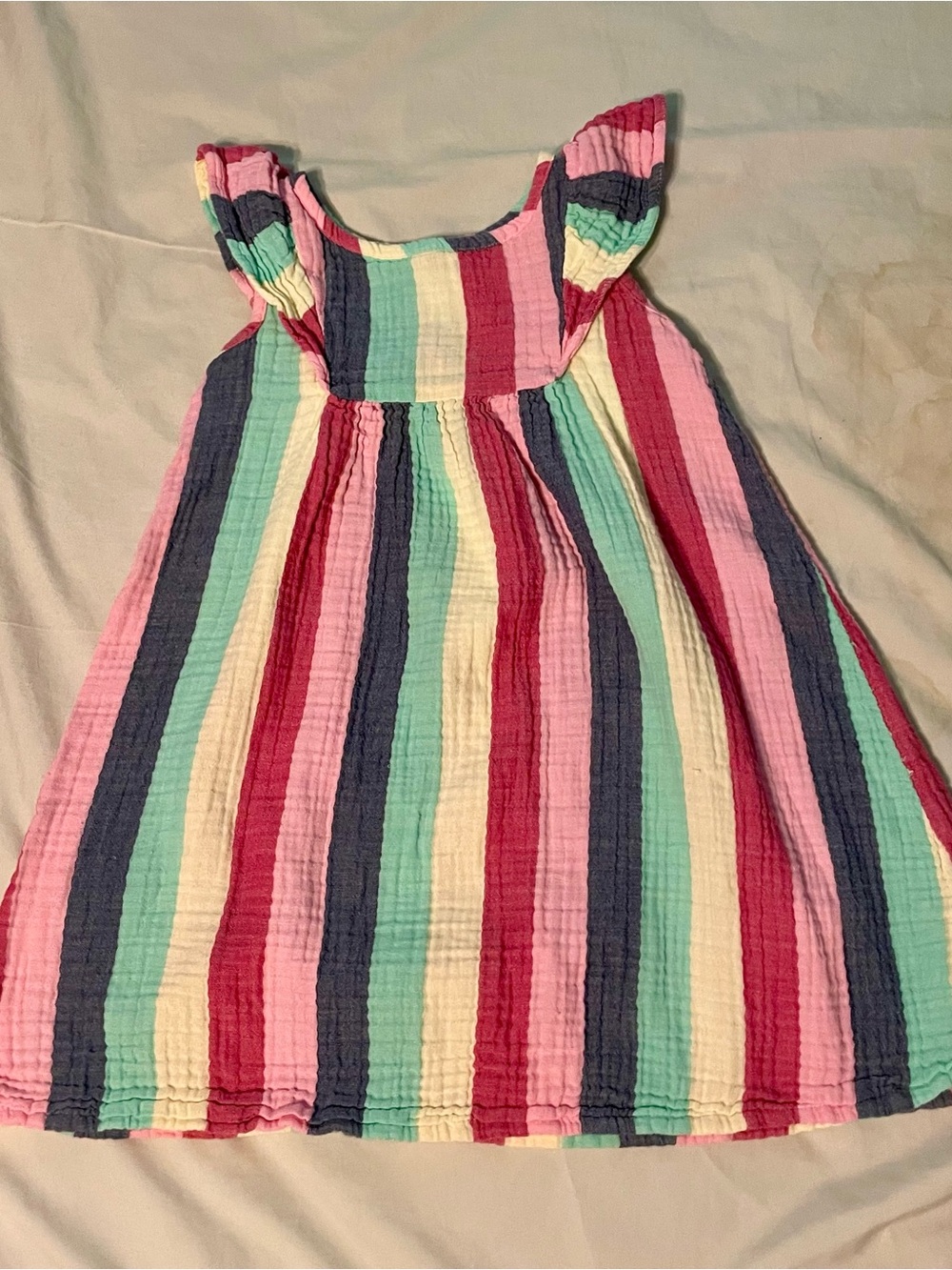 Old Navy Multicolor Striped Cotton Dress - Pink, Mint, Navy, Cream
